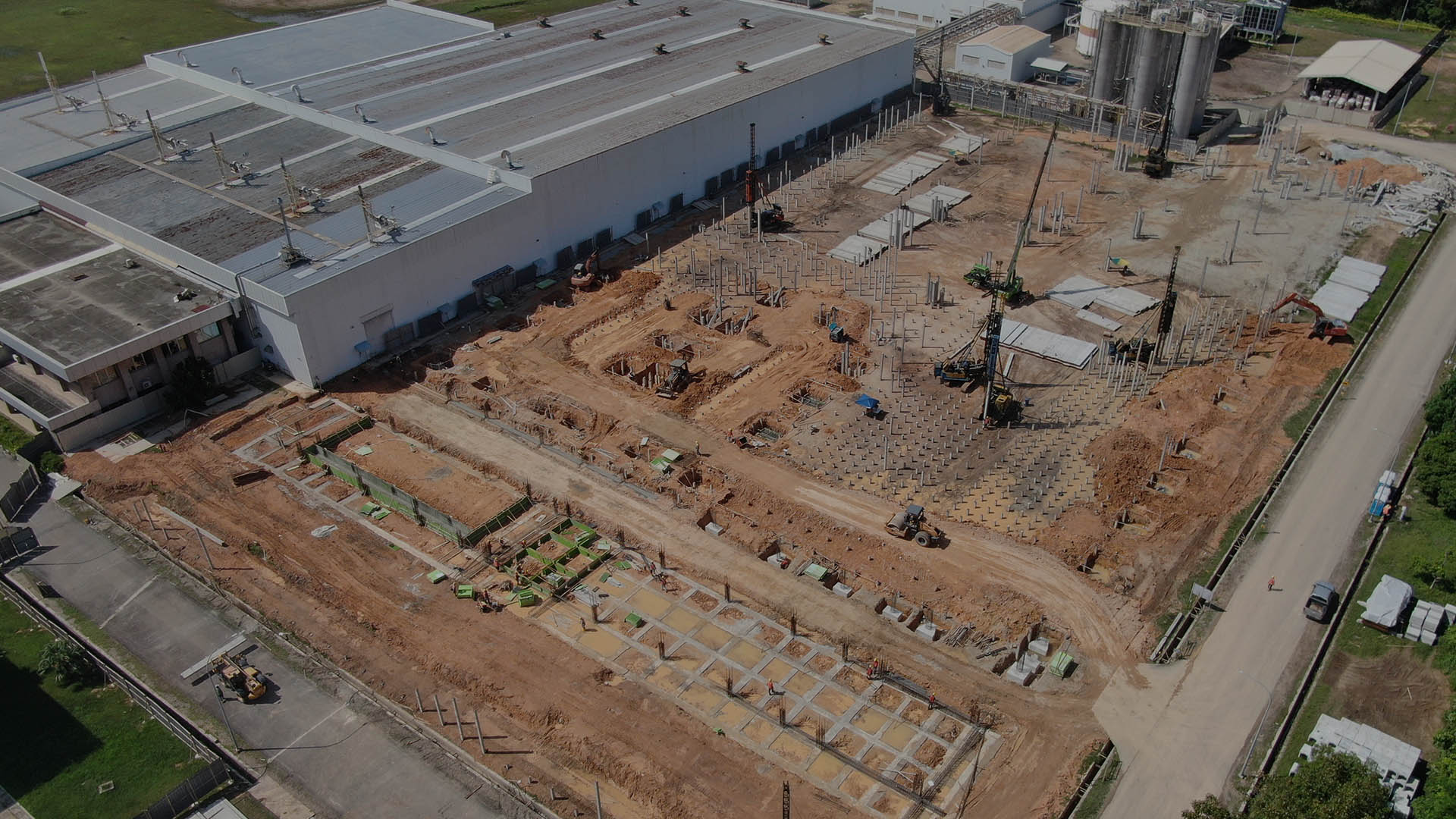 Construction base in drone view